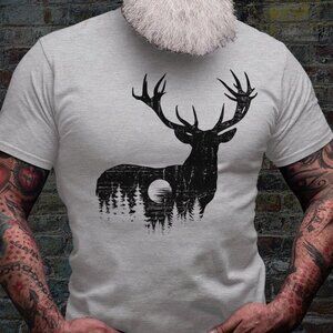 Deer Outdoor Scene Shirt Antler Hunting Graphic Tee
